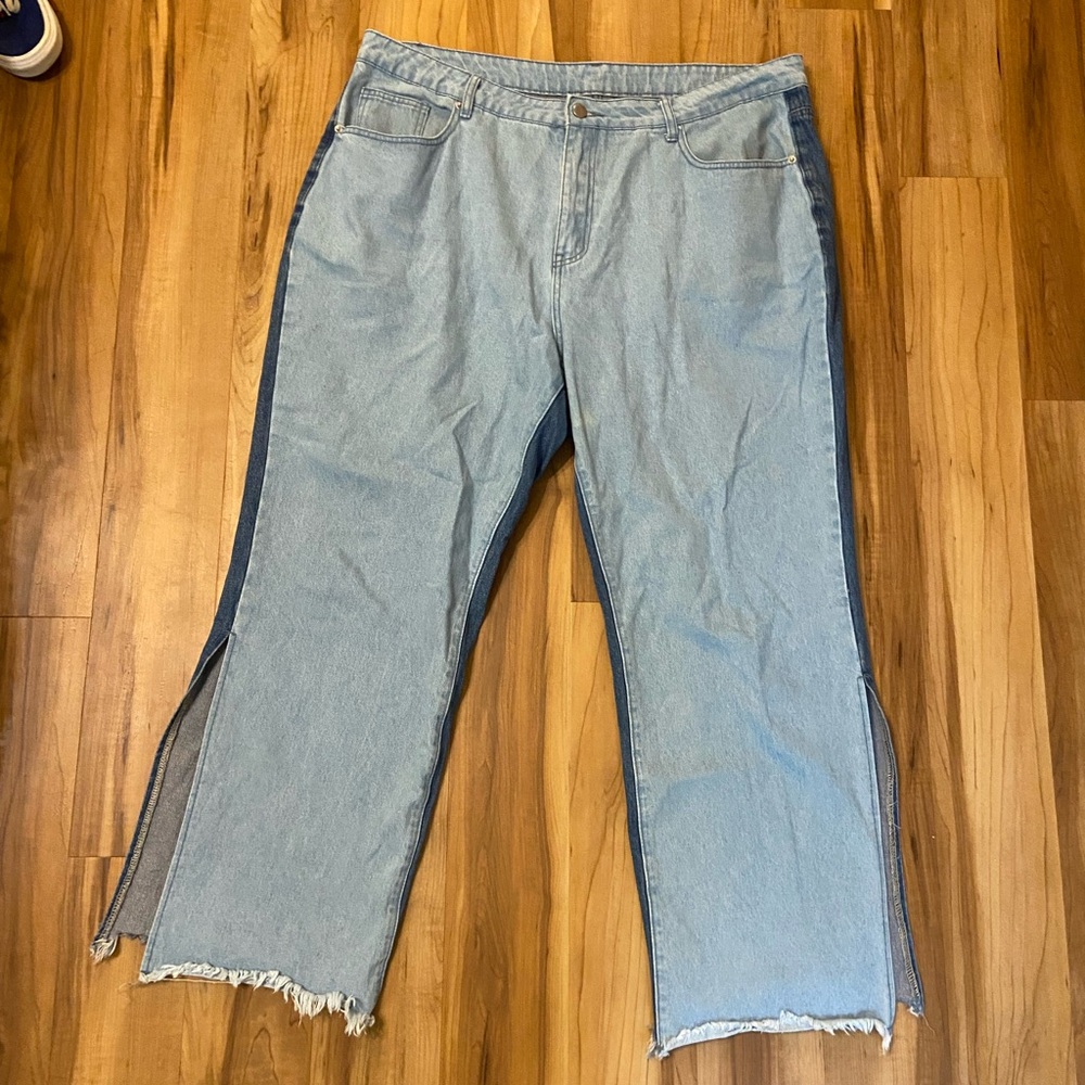 Light Blue patchwork Flare Jeans